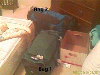 Bags carried with him.