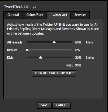 Tweetdeck Twitter API Settings