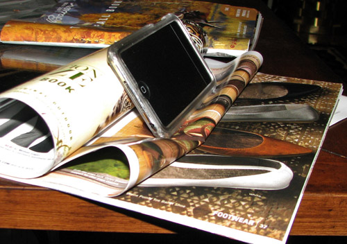 Using a magazine to hold your media player